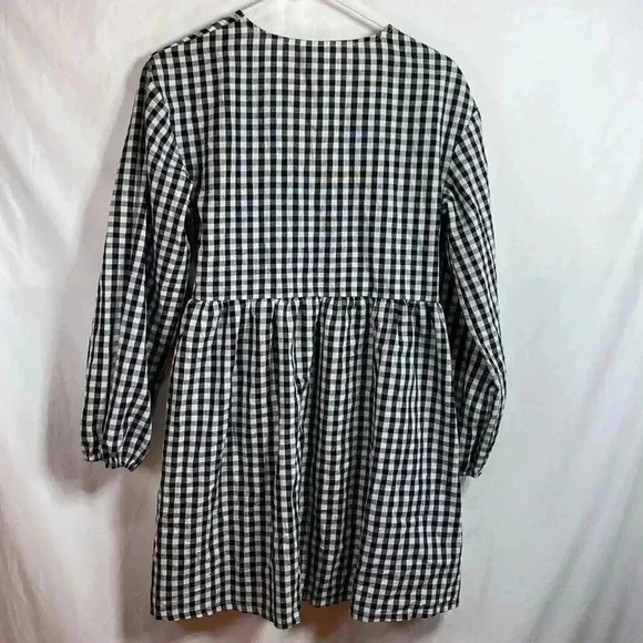Daisy Street Black & White Gingham Checked Wrap Dress.  Size 10. - Picture 3 of 10